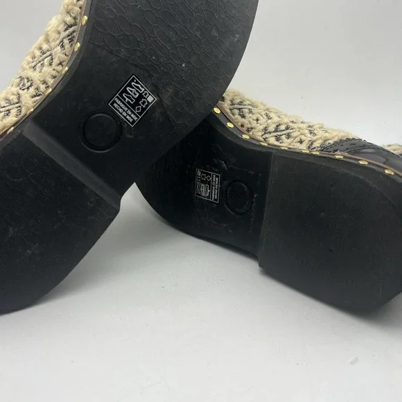 Free People Leather and Atlas Textile Chelsea Boots Size 37 Beige Black Boho - Picture 7 of 10